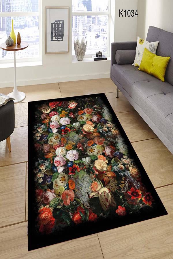 3 Boyutlu Çiçek Halı Dekhera K4034 Modeli Uygun Fiyata Dekhera'da