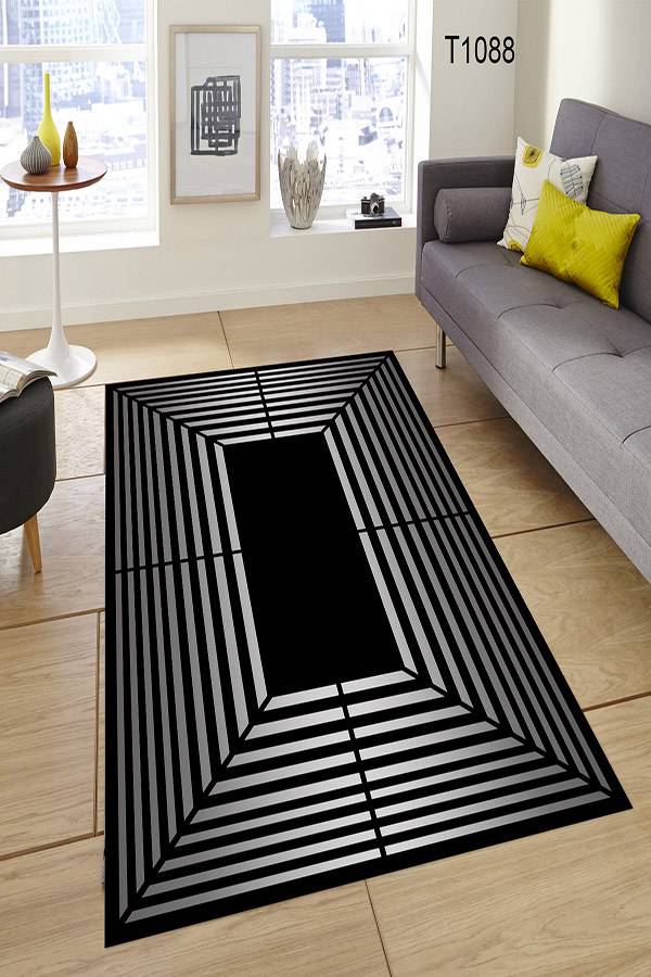 3D Derinlik Desenli Siyah Halı Dekhera T1088 Modeli Uygun Fiyata Dekhera'da