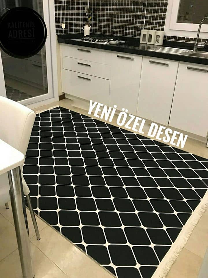 Baklava Dilim Desenli Siyah Halı Dekhera T1023 1 Modeli Uygun Fiyata Dekhera'da