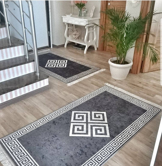 Beyaz Çerçeveli Halı Gri Dekhera T1031 3 Modeli Uygun Fiyata Dekhera'da