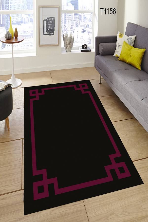 Bordo Çerçeveli Siyah Halı Dekhera T1156 Modeli Uygun Fiyata Dekhera'da