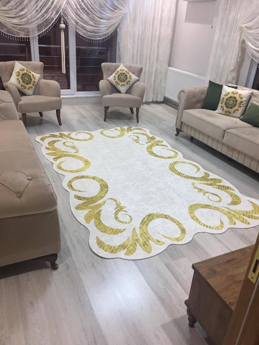 Dekhera Beyaz Gold Kaymaz Halı L9049 3 1 Modeli Uygun Fiyata Dekhera'da
