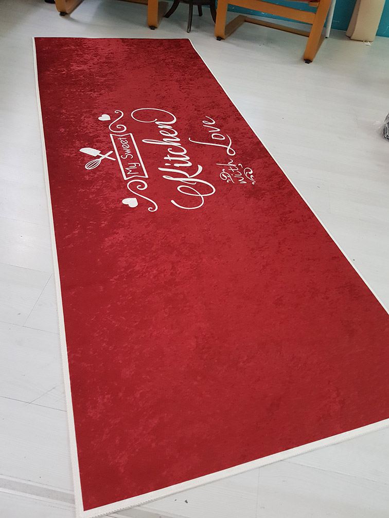 Dekhera Mutfak Halısı Kırmızı F8039 1 Modeli Uygun Fiyata Dekhera'da