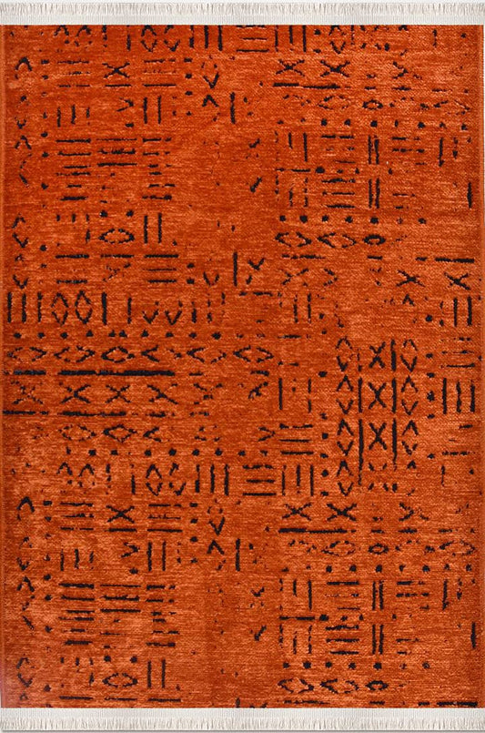 Dekhera Turuncu Pamuk Dokuma Kilim Fluss 8010 Modeli Uygun Fiyata Dekhera'da