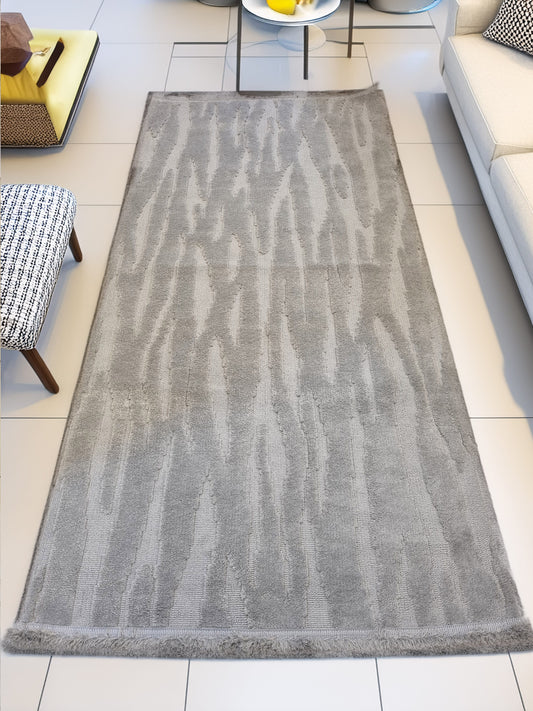 Dekhera Enjoy Kabartmalı Desenli Kesme Halı 03 Gri