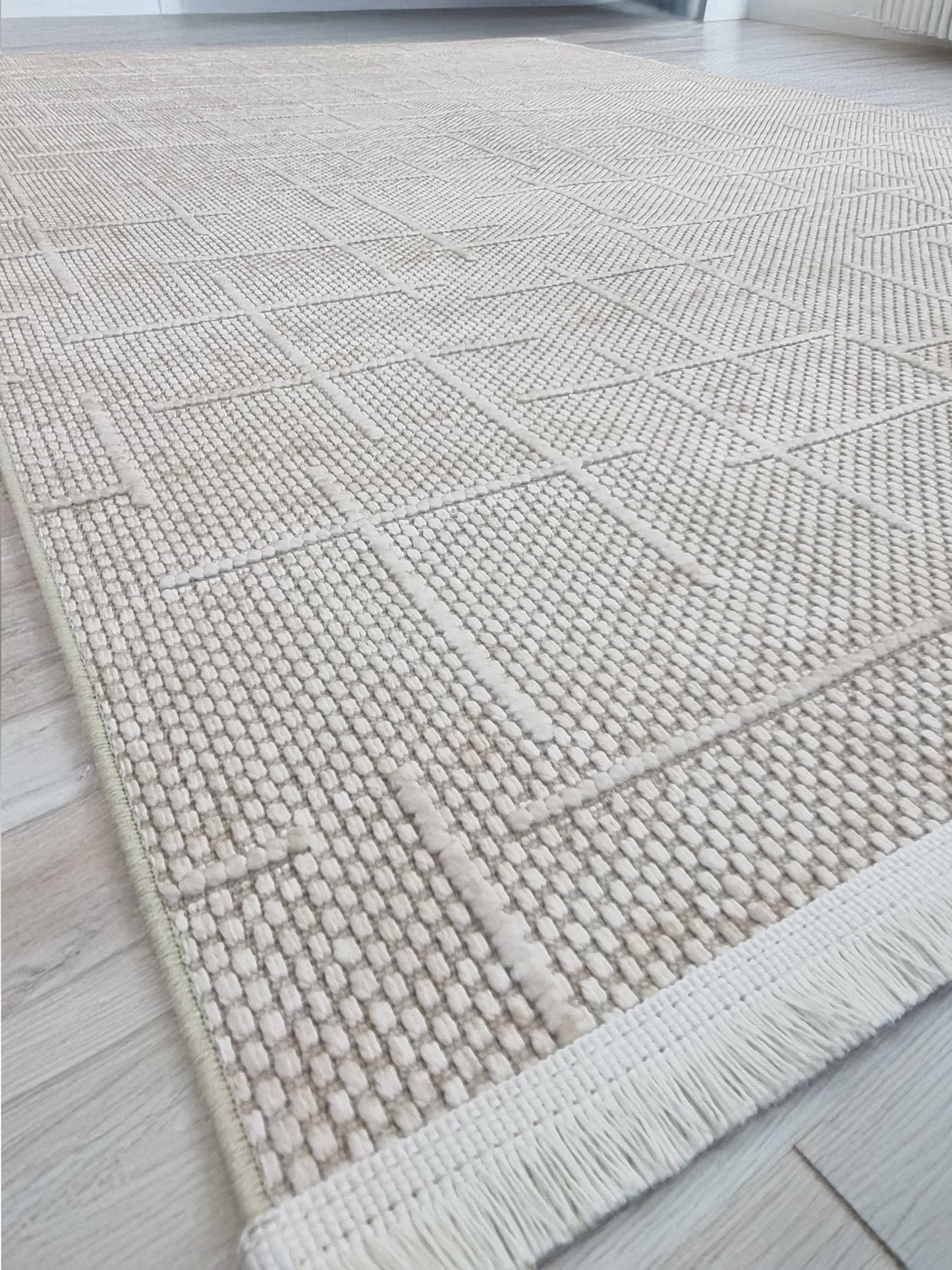Dekhera Halı Olivia 6566B Bej Kaymaz Tabanlı Modern Kilim