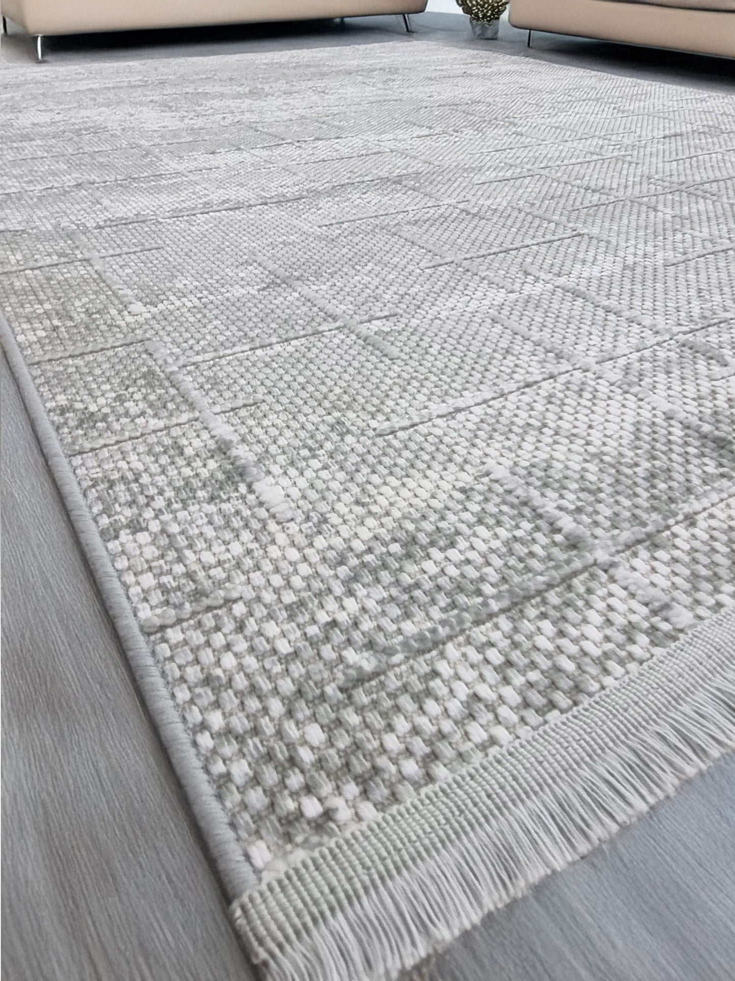 Dekhera Halı Olivia 6566D Gri Kaymaz Tabanlı Modern Kilim