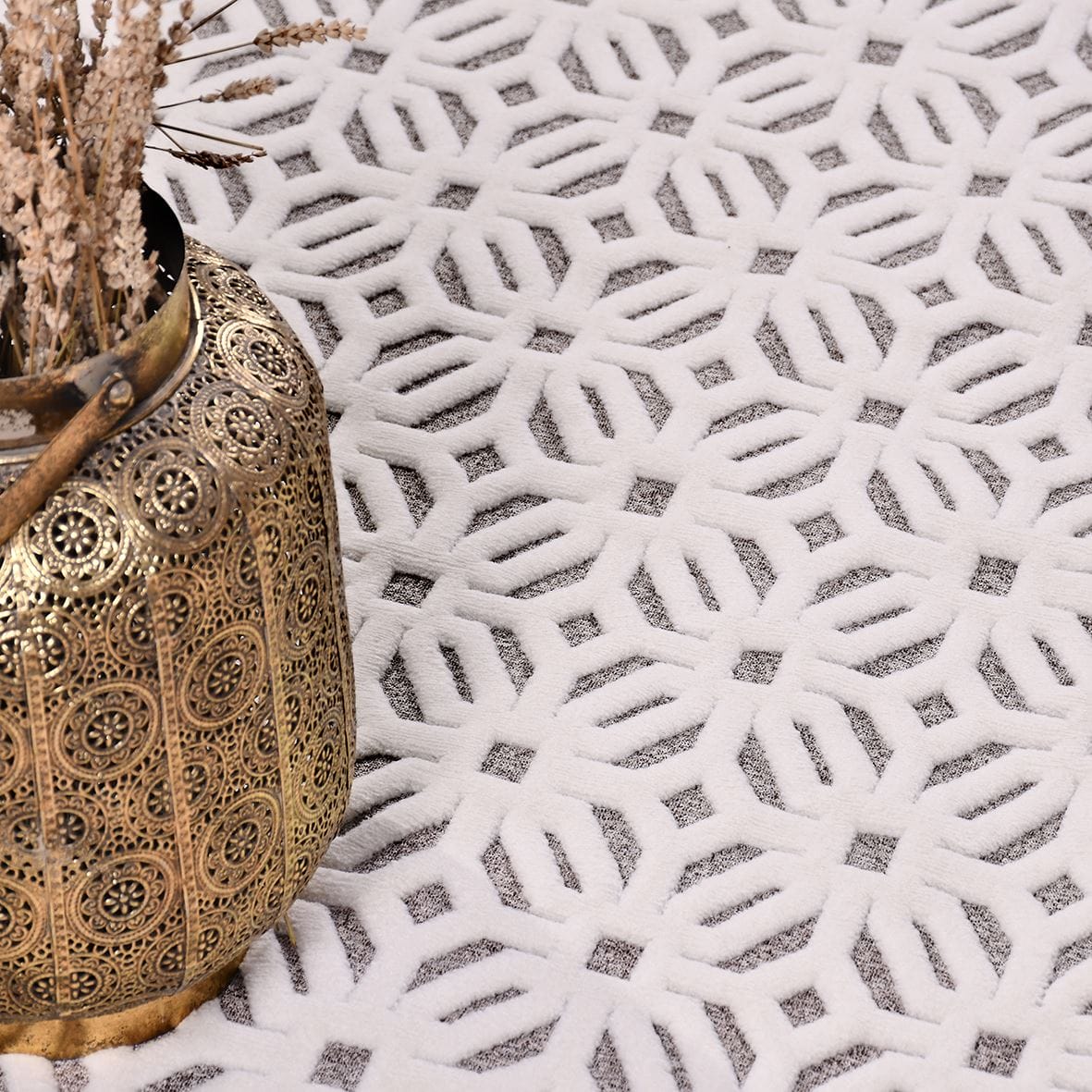 Dekhera Zest Modern Kesme Halı ZS03 Beyaz