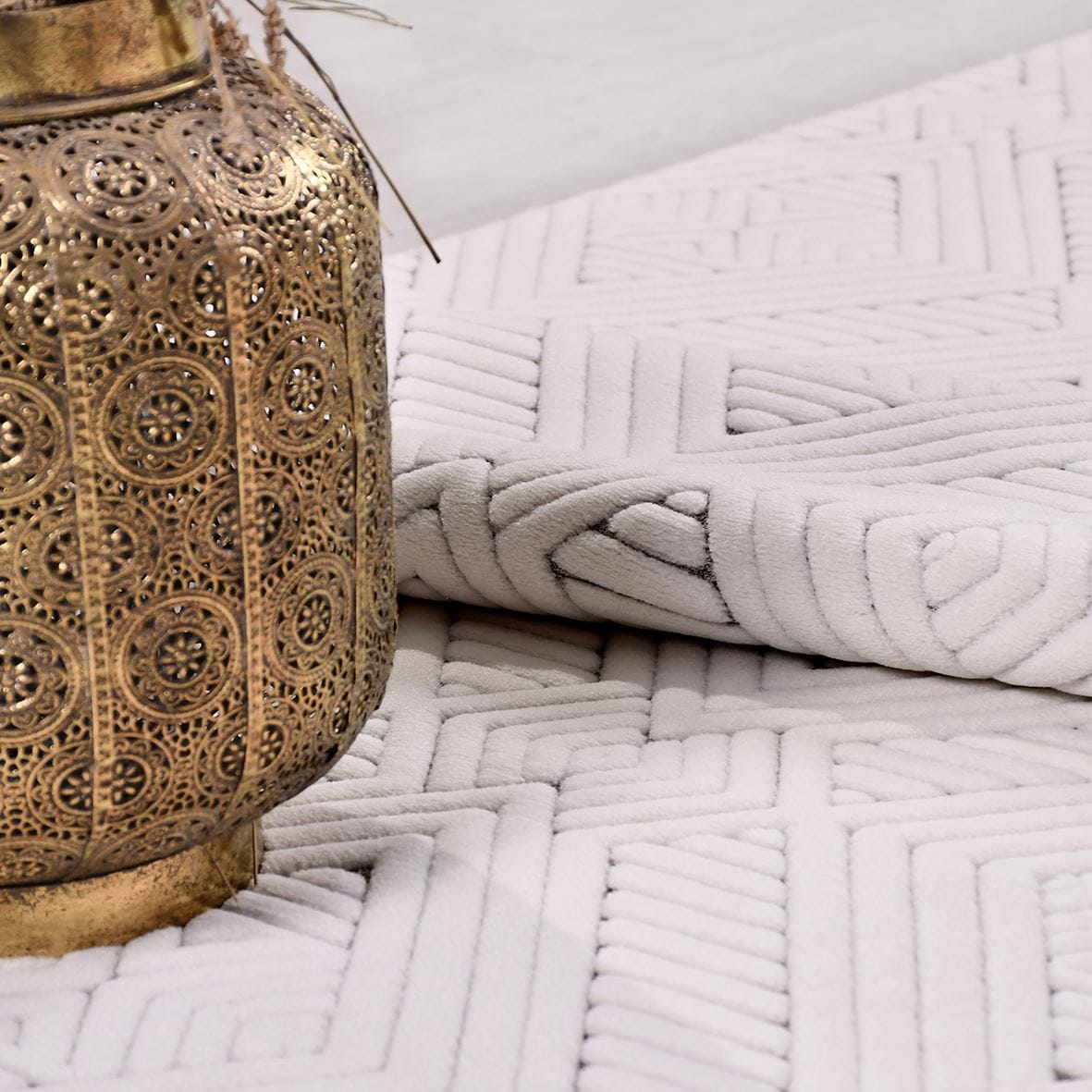 Dekhera Zest Modern Kesme Halı ZS07 Beyaz