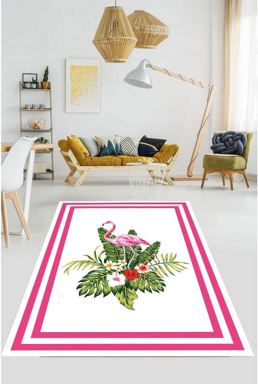 Flamingo Pembe Çerçeveli Halı Dekhera T1005 3 Modeli Uygun Fiyata Dekhera'da