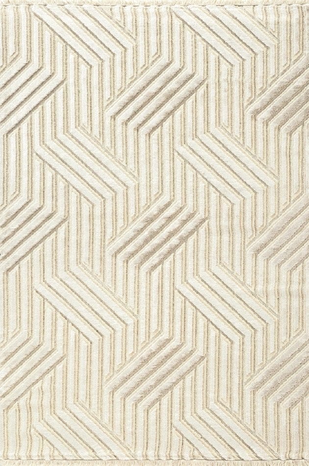 Geometrik Desenli Yün Halı Dekhera Vellus A700 Bej