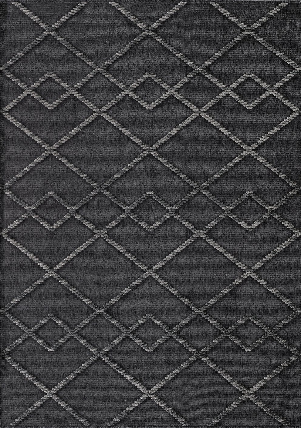 Geometrik Kabartma Desenli Halı Dekhera Ella C392 Antrasit Gri