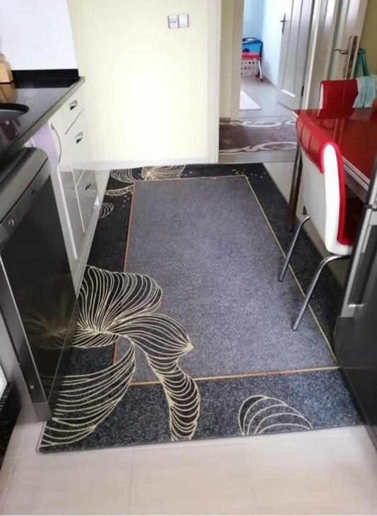 Gold Gri Yaprak Motifli Halı Dekhera T1038 Modeli Uygun Fiyata Dekhera'da