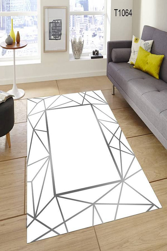 Gri Asimetrik Çizli Halı Dekhera T1064 Modeli Uygun Fiyata Dekhera'da