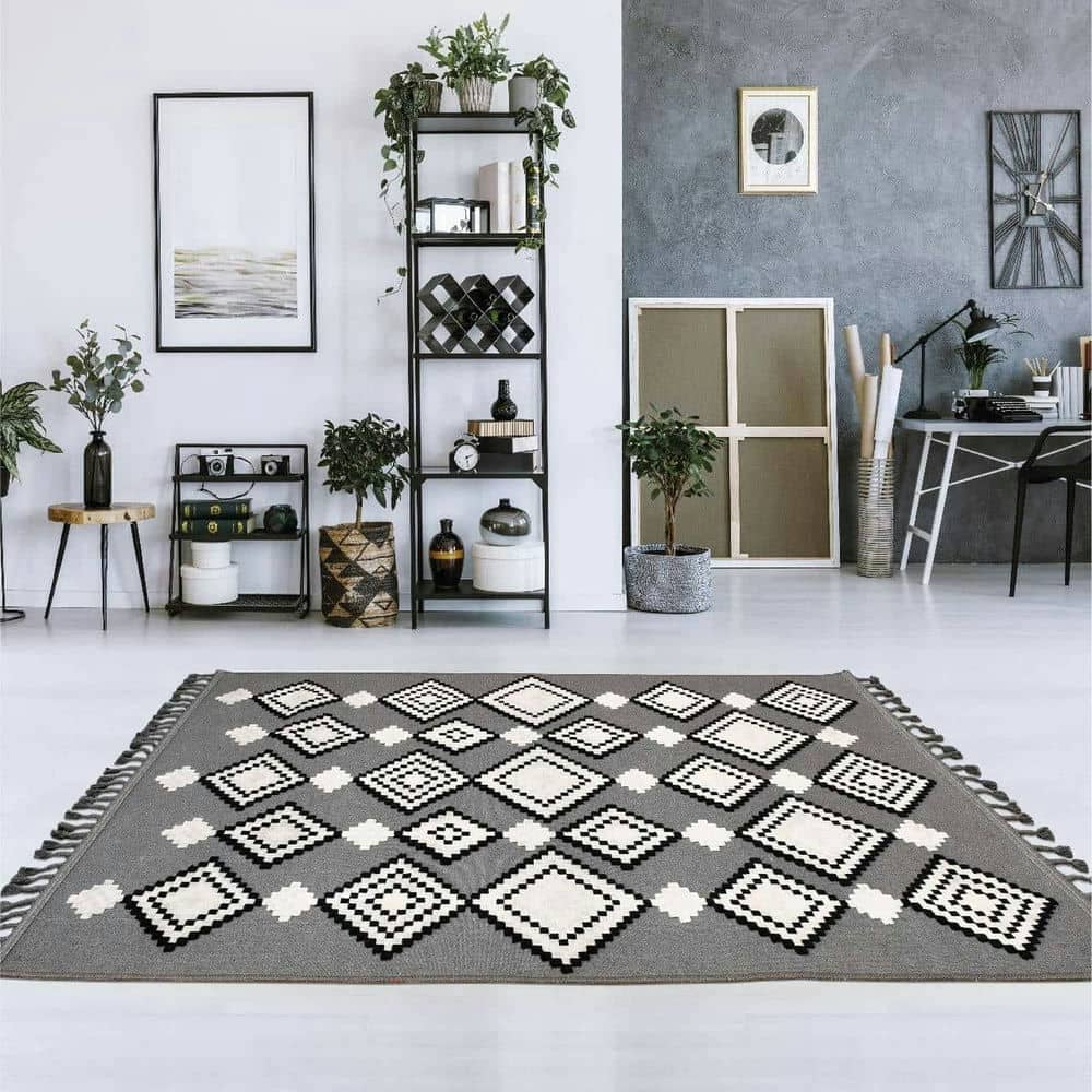 Gri Beyaz Bohem Kilim Dekhera Moderno 9239 1 Modeli Uygun Fiyata Dekhera'da