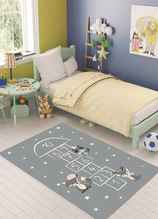 Gri Seksek Model Çocuk Halısı Dekhera C6144 Modeli Uygun Fiyata Dekhera'da