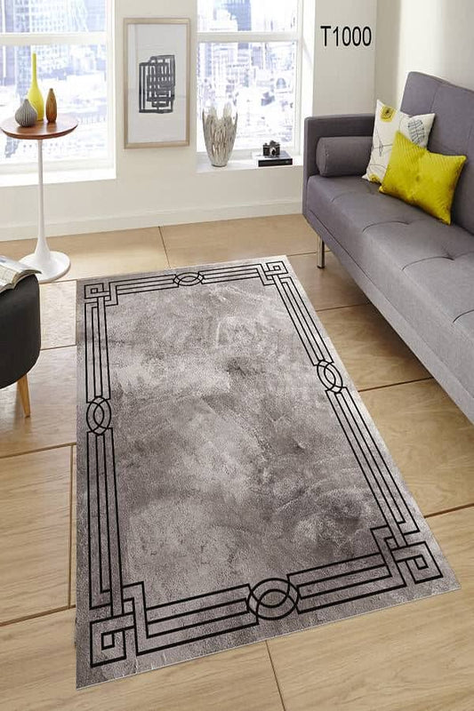 Gri Siyah Çerçeveli Halı Dekhera T1000 Modeli Uygun Fiyata Dekhera'da