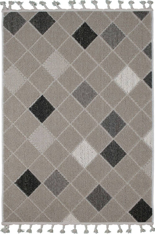 Kare Desen Örgü Dokuma Halı Dekhera Mono 12755 Modeli Uygun Fiyata Dekhera'da