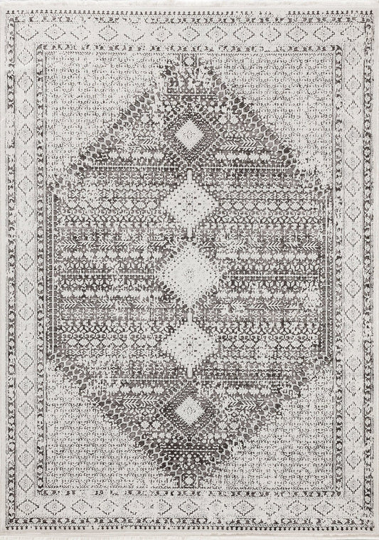 Klasik Otantik Halıdekhera Rustica B235 Gri Beyaz