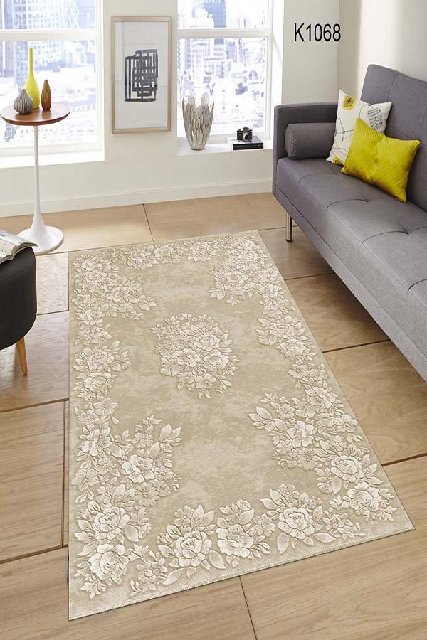 Krem Yatak Odası Halısı Dekhera K4068 Modeli Uygun Fiyata Dekhera'da