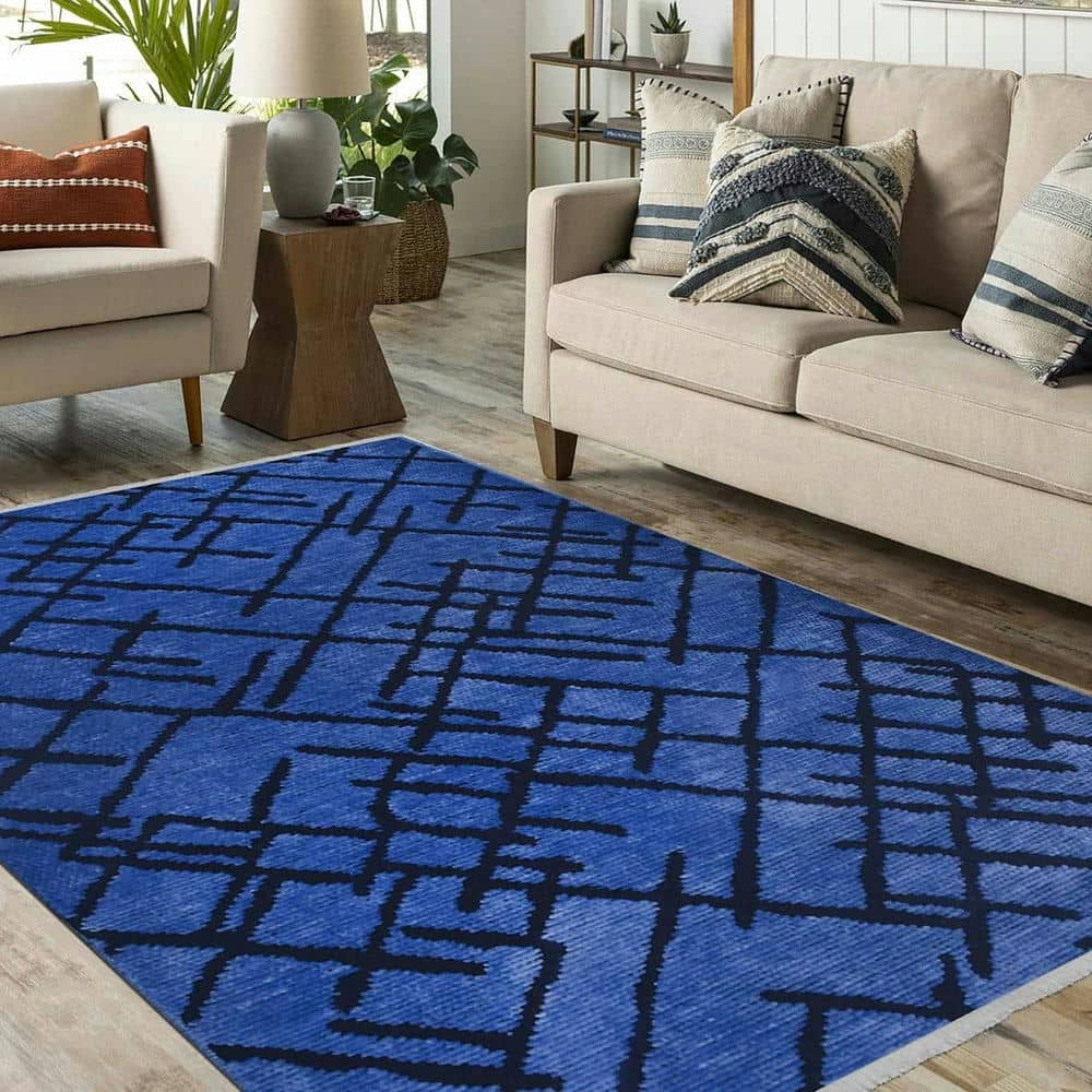 Mavi Pamuk Dokuma Kilim Dekhera Yağmur 7327 1 Modeli Uygun Fiyata Dekhera'da