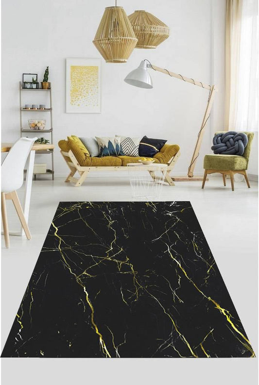 Mermer Görünümlü Halı Siyah Dekhera M3019 Modeli Uygun Fiyata Dekhera'da