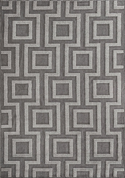 Modern Kabartmalı Halı Dekhera Ella 4244 Gri