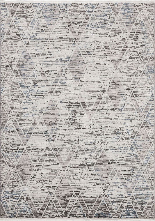 Modern Silik Desen Halı Dekhera Rustica B245 Beyaz Gri