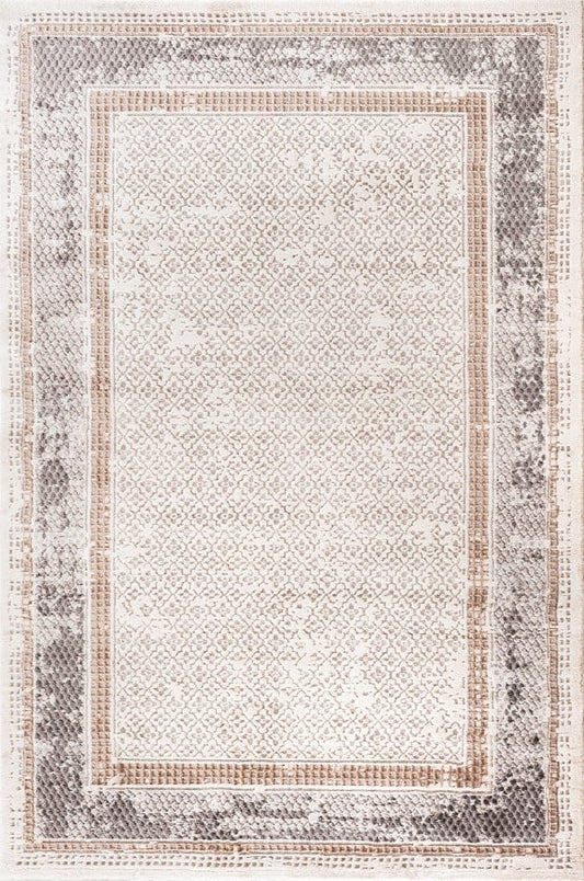 Modern Çerçeveli Akrilik Halı Dekhera Callidus B116 Beyaz Gri