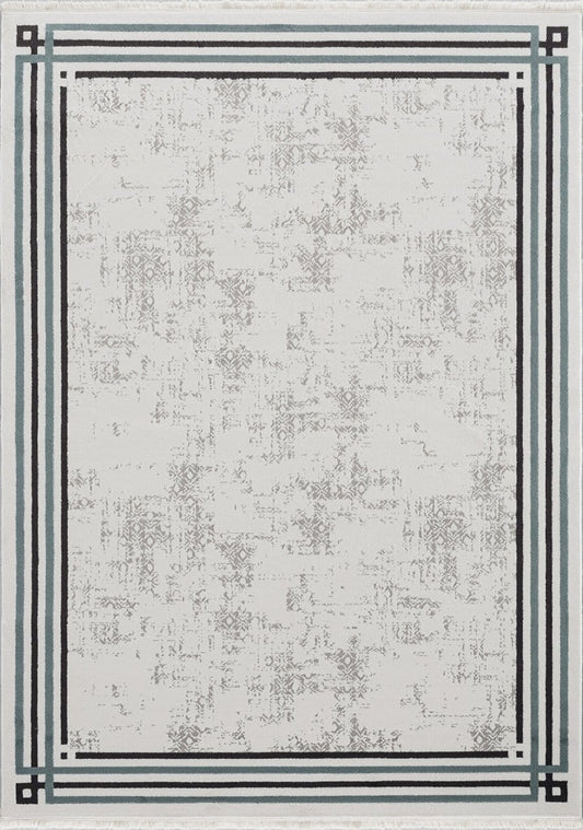 Modern Çerçeveli Halı Dekhera Sembol B771 Beyaz Gri