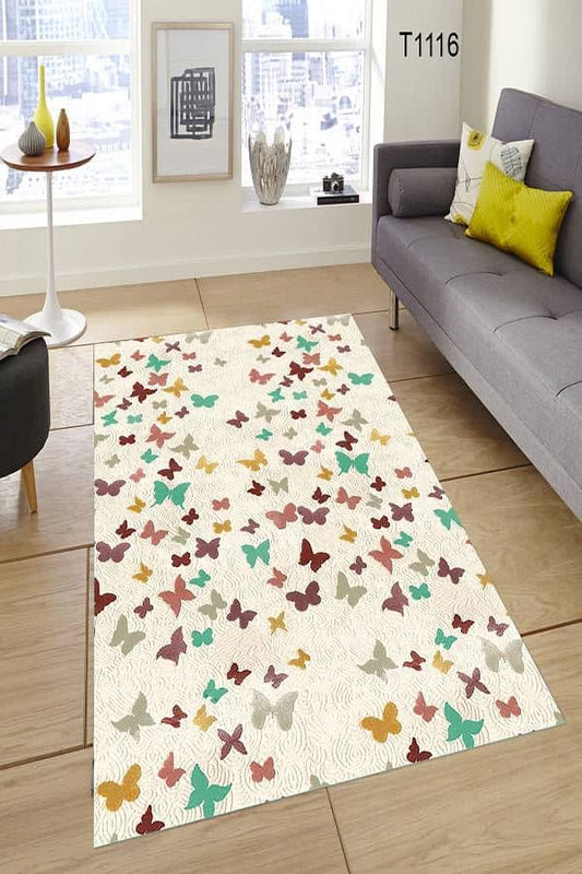 Rengarenk Kelebekli Halı Dekhera T1116 Modeli Uygun Fiyata Dekhera'da