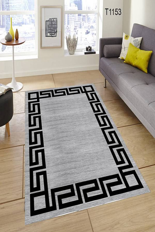 Siyah Çerçeve Düz Gri Halı Dekhera T1153 Modeli Uygun Fiyata Dekhera'da