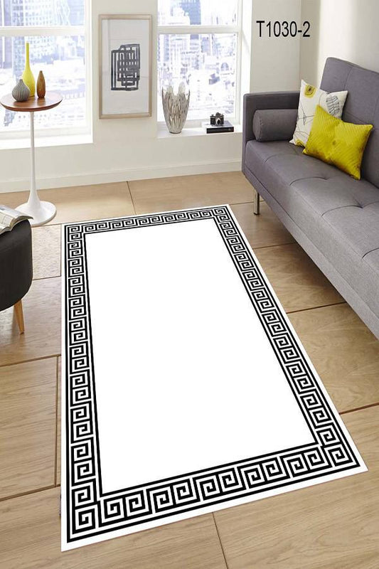 Siyah Çerçeveli Beyaz Halı Dekhera T1030 2 Modeli Uygun Fiyata Dekhera'da