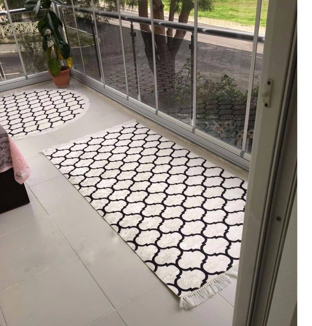 Siyah Desenli Beyaz Halı Dekhera T1003 2 1 Modeli Uygun Fiyata Dekhera'da