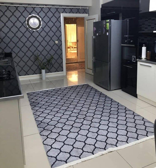 Siyah Desenli Gri Halı Dekhera T1003 3 Modeli Uygun Fiyata Dekhera'da