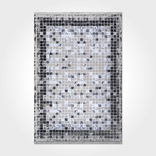 Siyah Kare Desen İnce Dokuma Halı Hm1277 Modeli Uygun Fiyata Dekhera'da