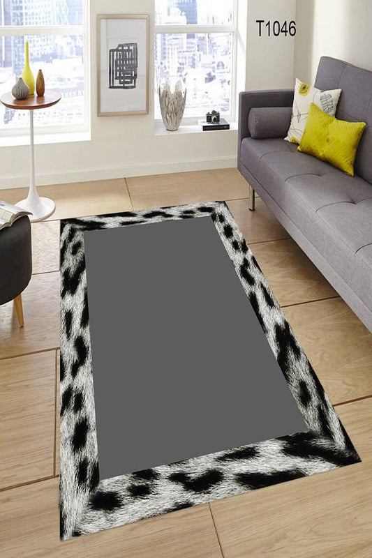 Siyah Leopar Çerçeveli Gri Halı Dekhera T1046 Modeli Uygun Fiyata Dekhera'da