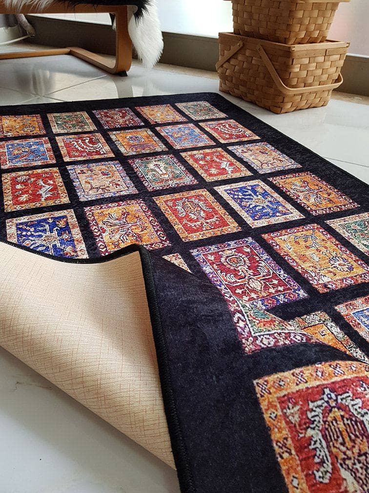 Siyah Patchwork Desen Halı Dekhera P50016 1 Modeli Uygun Fiyata Dekhera'da