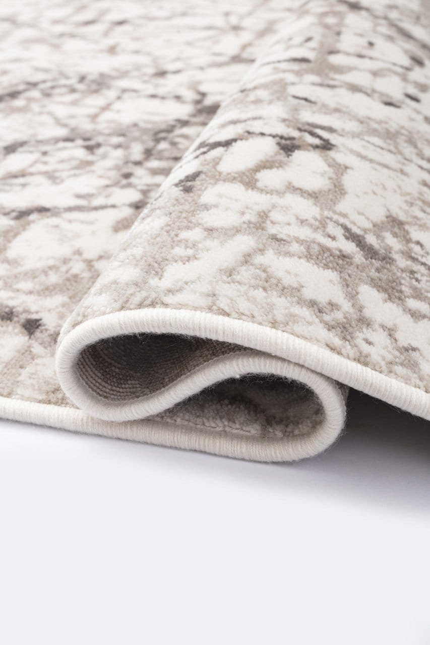 Spor Desen Akrilik Halı Dekhera Honyy B678 Beyaz Gri