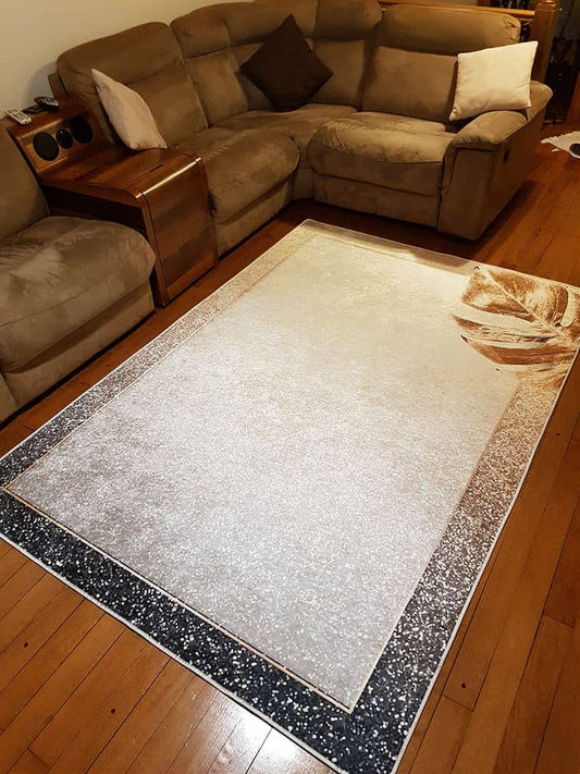 Yaprak Detaylı Kum Model Halı Dekhera T1040 Modeli Uygun Fiyata Dekhera'da