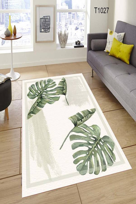 Yeşil Yaprak Tasarım Halı Dekhera T1027 Modeli Uygun Fiyata Dekhera'da