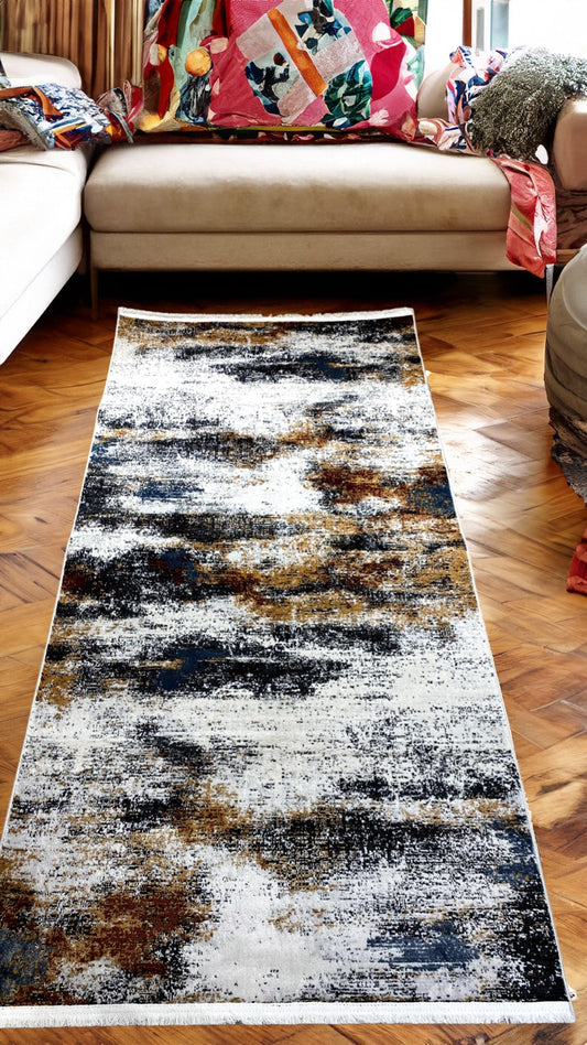 Dekhera Colorida Modern Dokuma Hali 9593 Krem Turuncu-1 Salon Mutfak Koridor Yatak Odası Kesme Yolluk