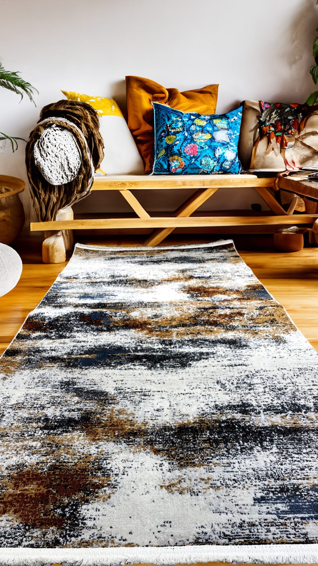 Dekhera Colorida Modern Dokuma Hali 9593 Krem Turuncu-6 Salon Mutfak Koridor Yatak Odası Kesme Yolluk