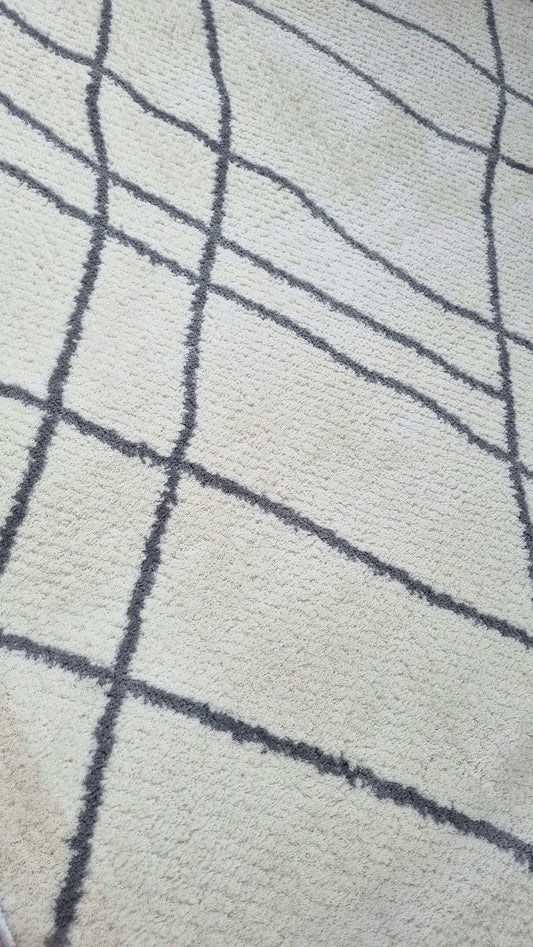 Dekhera Cool Shaggy Dokuma Hali 1553 Beyaz Gri-2 Salon Mutfak Koridor Yatak Odası Kesme Yolluk