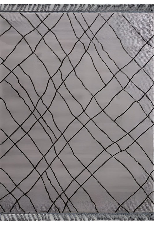 Dekhera Cool Shaggy Dokuma Hali 1553 Gri Antrasit-1 Salon Mutfak Koridor Yatak Odası Kesme Yolluk