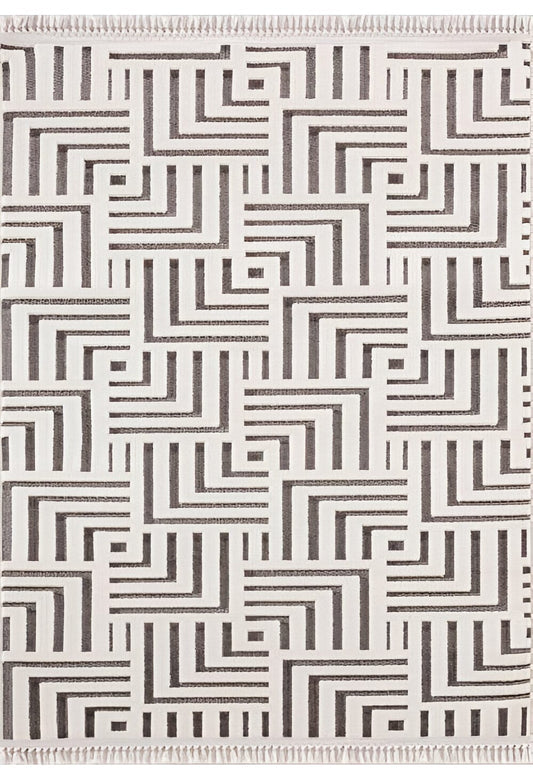 Dekhera Ebru İskandinav Kabartmali Hali 5115 Gri-1 Salon Mutfak Koridor Yatak Odası Kesme Yolluk