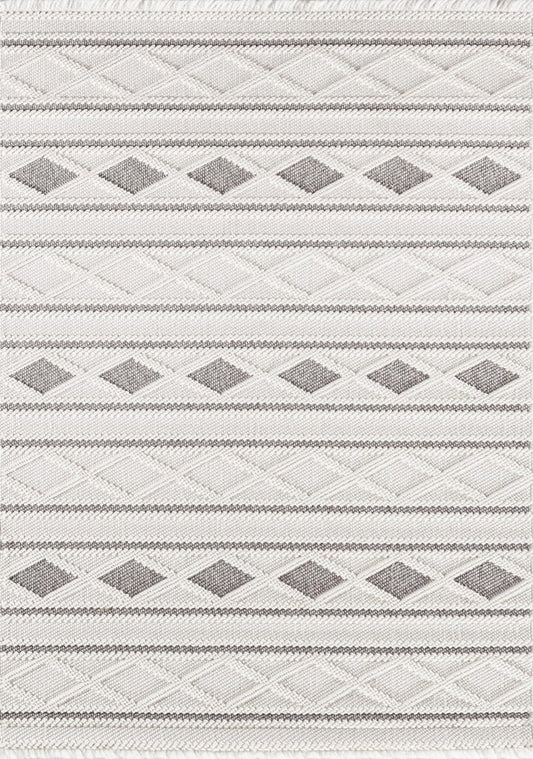 Dekhera Elmas Bukle Dokuma Hali 152A Beyaz Acik Gri-1 Salon Mutfak Koridor Yatak Odası Kesme Yolluk