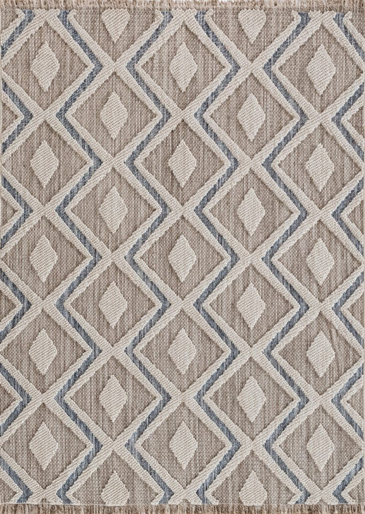 Dekhera Elmas Bukle Dokuma Hali 157 Krem Mavi-1 Salon Mutfak Koridor Yatak Odası Kesme Yolluk