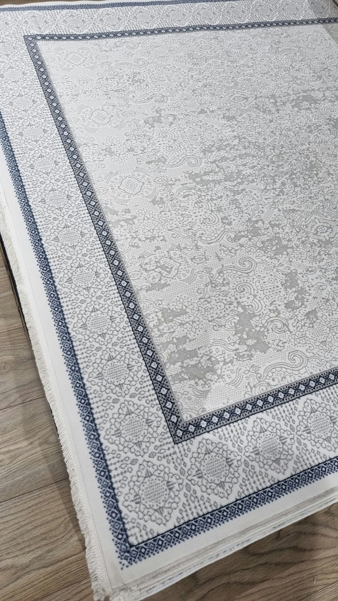 Dekhera Fer Parlak Kadife Dokuma Hali 1138 Mavi-2 Salon Mutfak Koridor Yatak Odası Kesme Yolluk