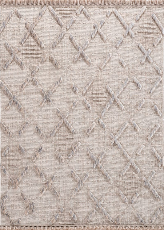 Dekhera Guzide Kalin İskandinav Hali 192A Bej Gri-1 Salon Mutfak Koridor Yatak Odası Kesme Yolluk